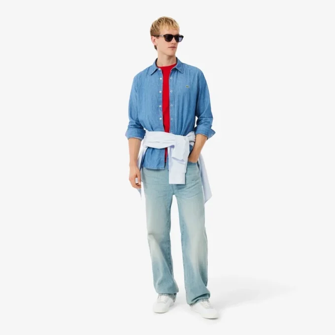 Lett denimskjorte for menn med normal passform