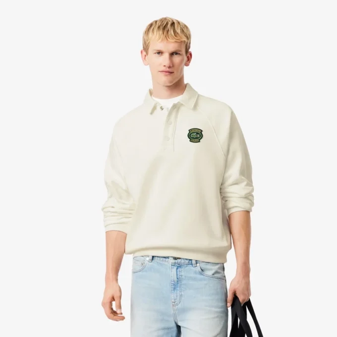 Loose Fit-fleece-pologenser med polokrage for menn