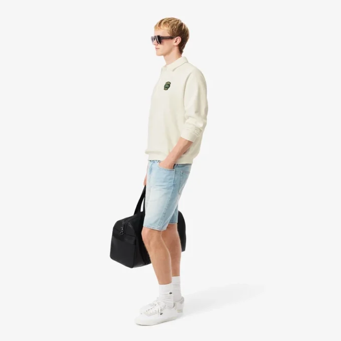 Loose Fit-fleece-pologenser med polokrage for menn