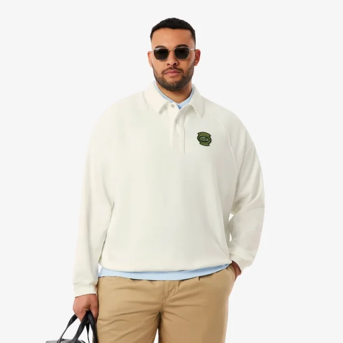 Loose Fit-fleece-pologenser med polokrage for menn