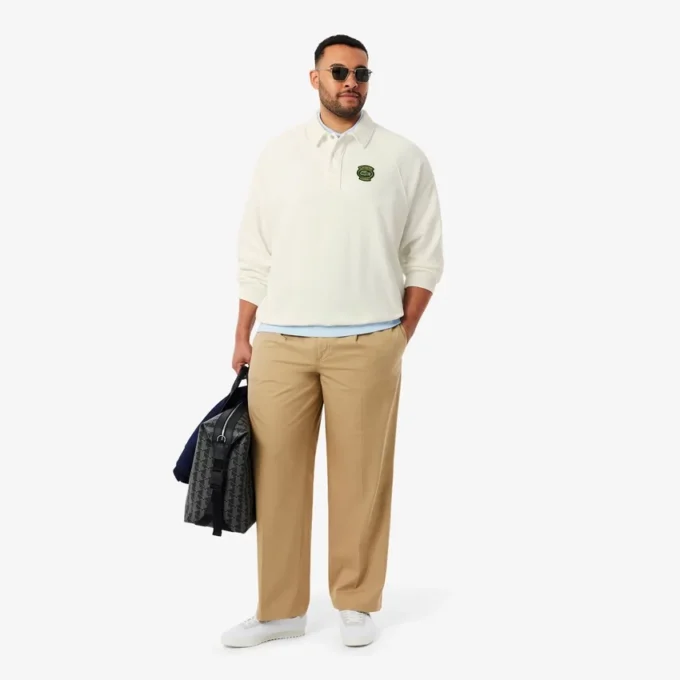 Loose Fit-fleece-pologenser med polokrage for menn