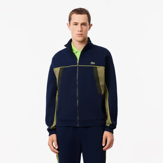 Løstsittende piquagensweatshirt for menn med glidelås