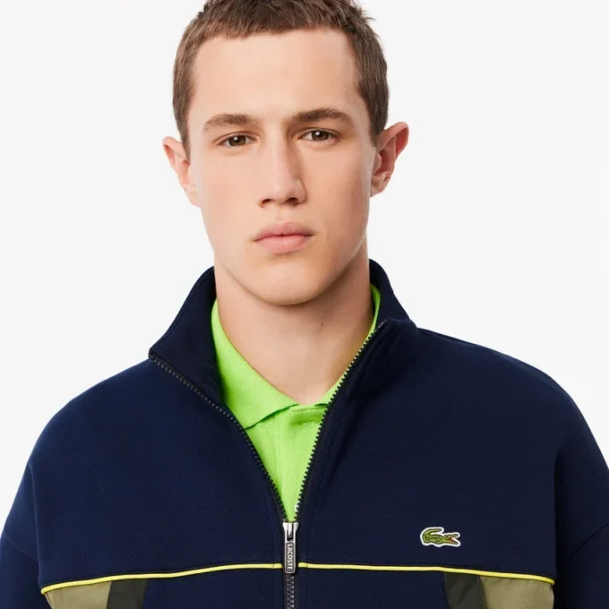 Løstsittende piquagensweatshirt for menn med glidelås