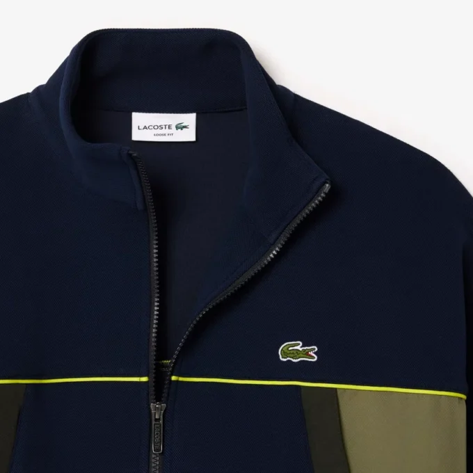Løstsittende piquagensweatshirt for menn med glidelås