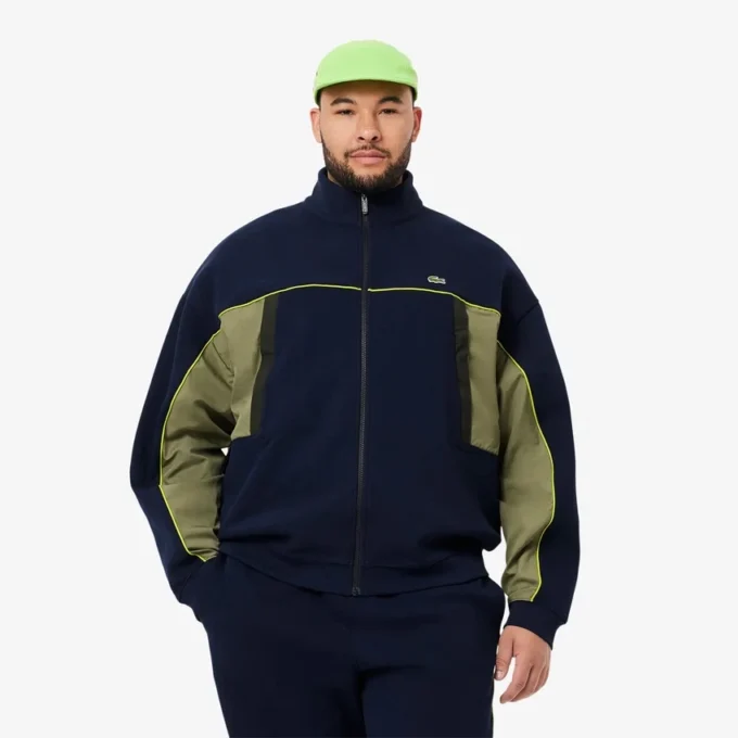 Løstsittende piquagensweatshirt for menn med glidelås