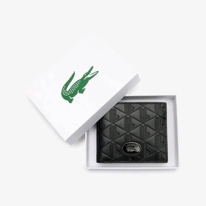 Mellomstor lommebok i skinn med monogram