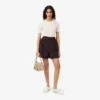 Oversized bermuda-shorts i plissert ullblanding