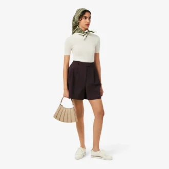 Oversized bermuda-shorts i plissert ullblanding