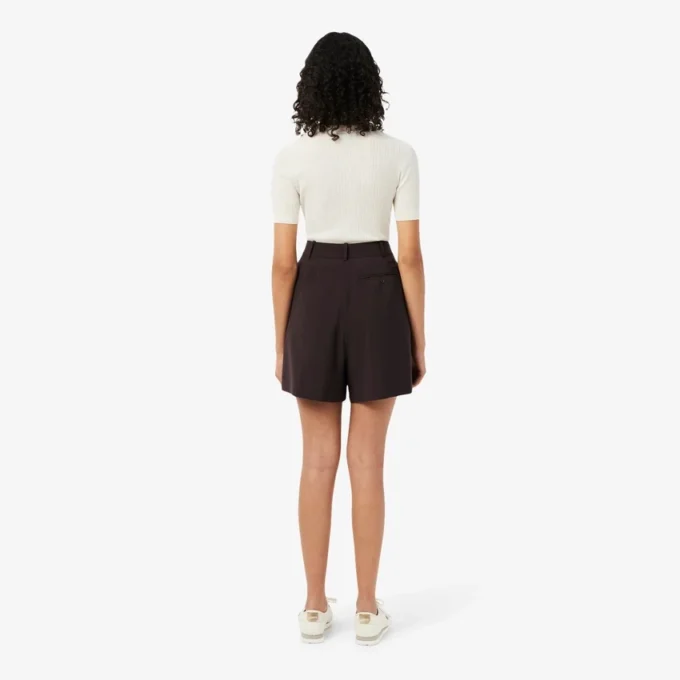 Oversized bermuda-shorts i plissert ullblanding