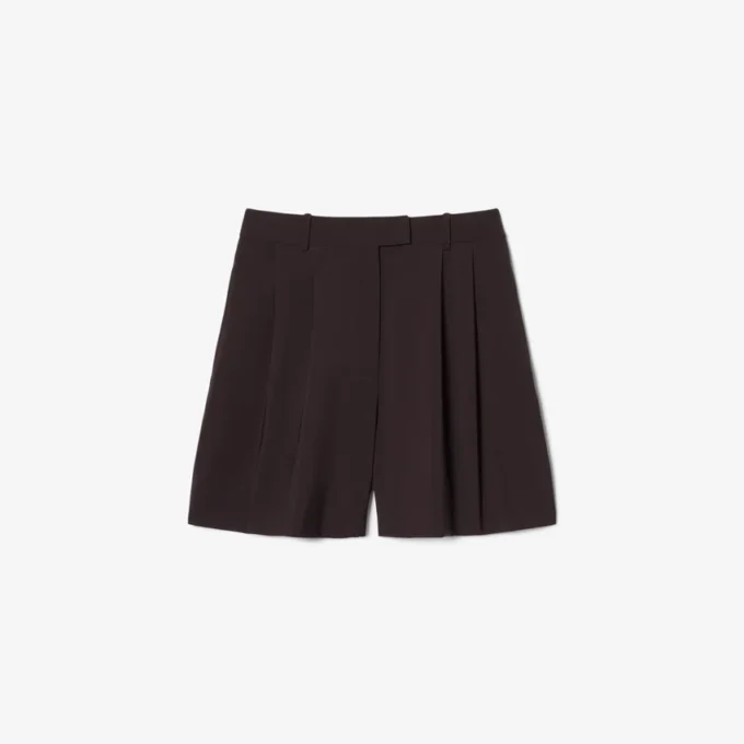 Oversized bermuda-shorts i plissert ullblanding