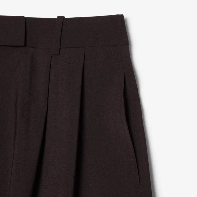 Oversized bermuda-shorts i plissert ullblanding