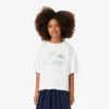 Oversized bomulls-T-skjorte med trykk for jenter