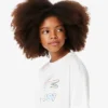 Oversized bomulls-T-skjorte med trykk for jenter