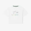 Oversized bomulls-T-skjorte med trykk for jenter