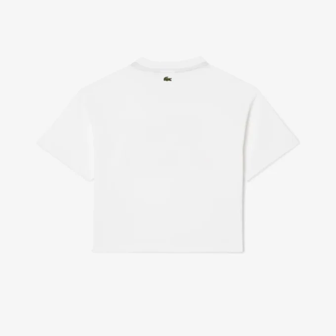 Oversized bomulls-T-skjorte med trykk for jenter