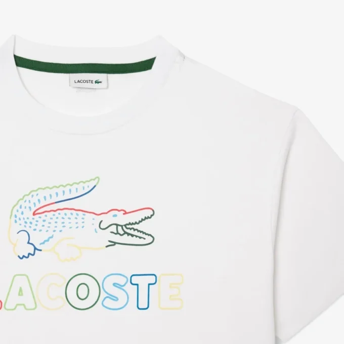 Oversized bomulls-T-skjorte med trykk for jenter