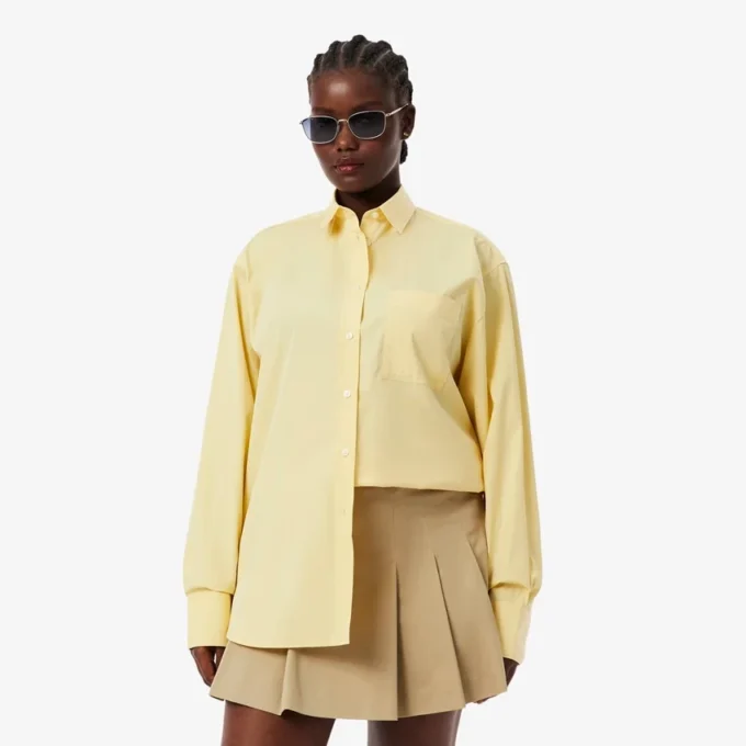 Oversized bomullsskjorte med knapper for kvinner