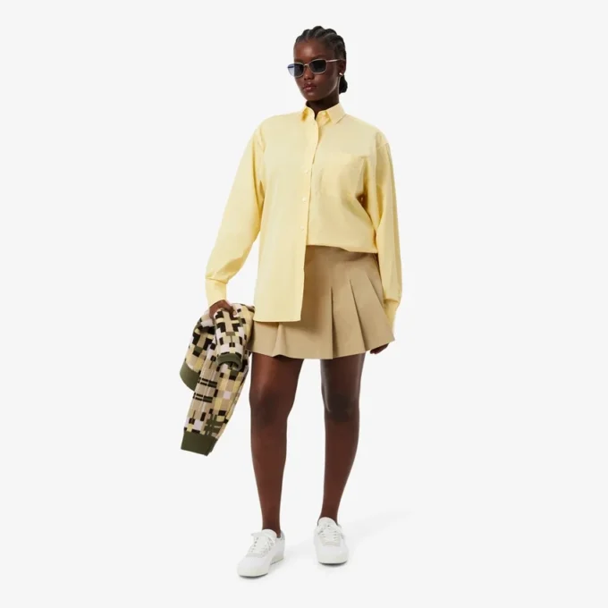 Oversized bomullsskjorte med knapper for kvinner
