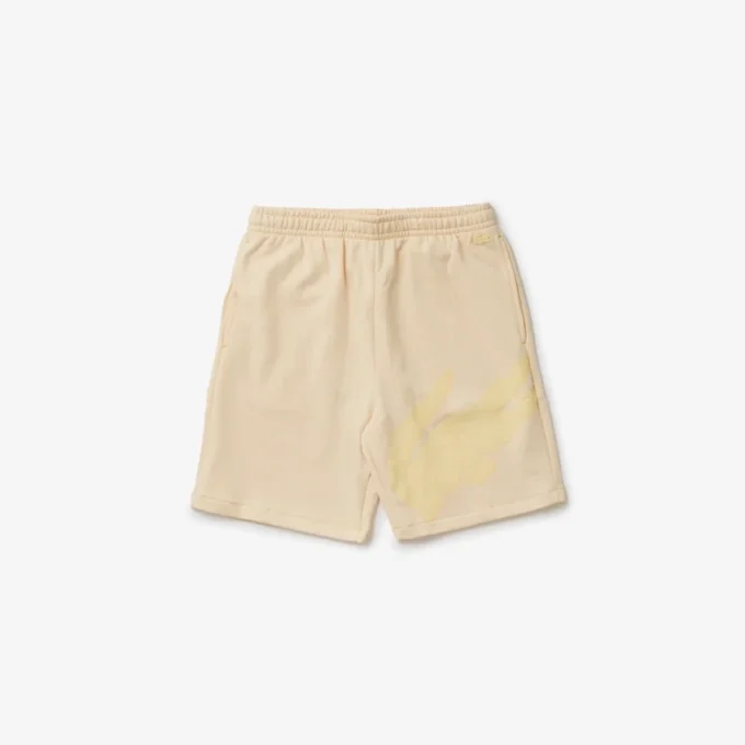 Oversized fleeceshorts i økologisk bomull med krokodilleprint for menn