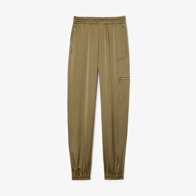 Oversized joggebukse i sateng for kvinner