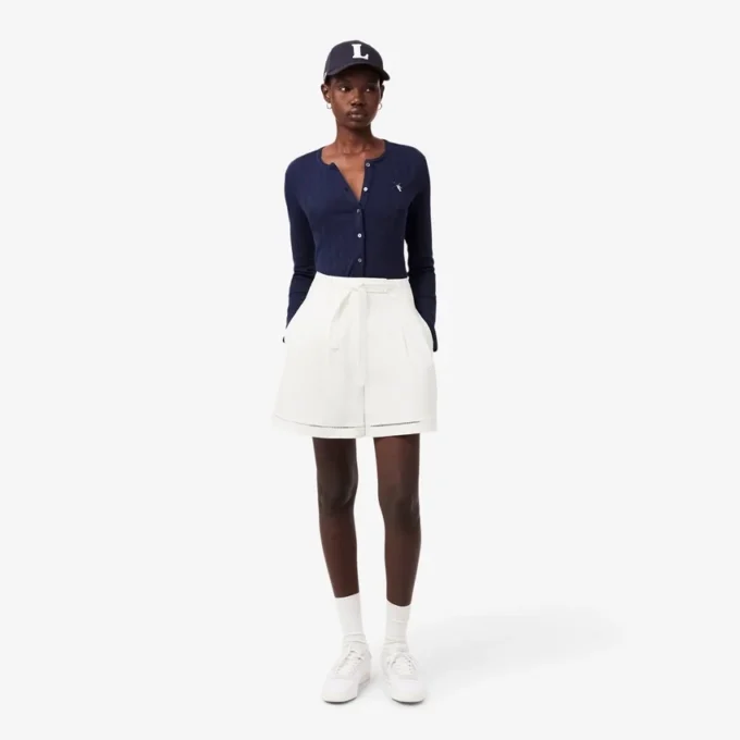 Oversized, løstsittende bermuda-shorts i linblanding