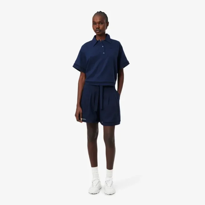 Oversized, løstsittende bermuda-shorts i linblanding