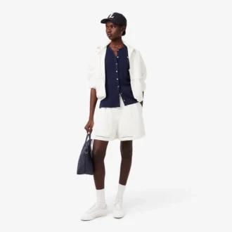 Oversized, løstsittende bermuda-shorts i linblanding