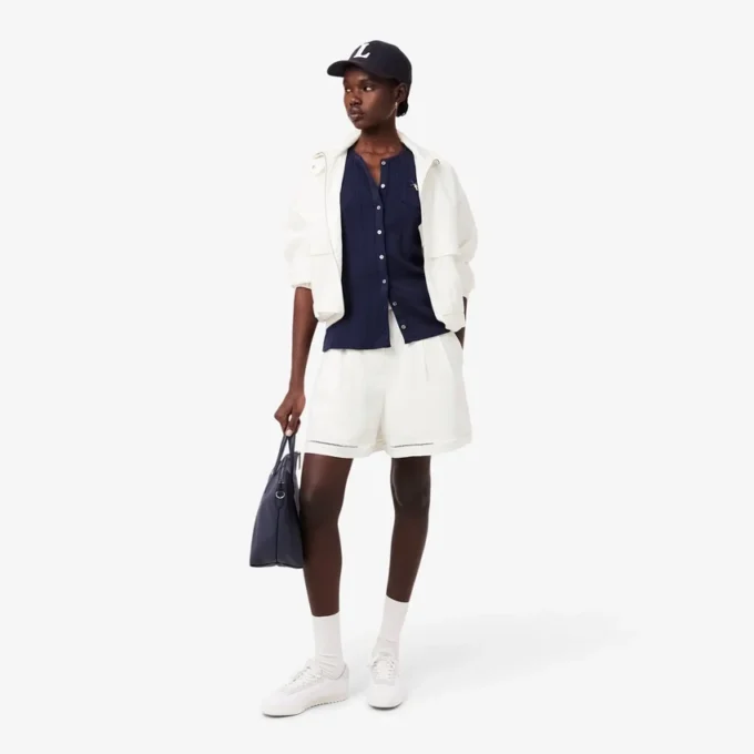 Oversized, løstsittende bermuda-shorts i linblanding