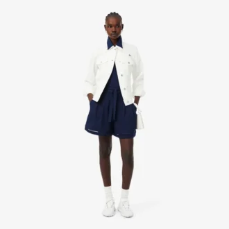 Oversized, løstsittende bermuda-shorts i linblanding