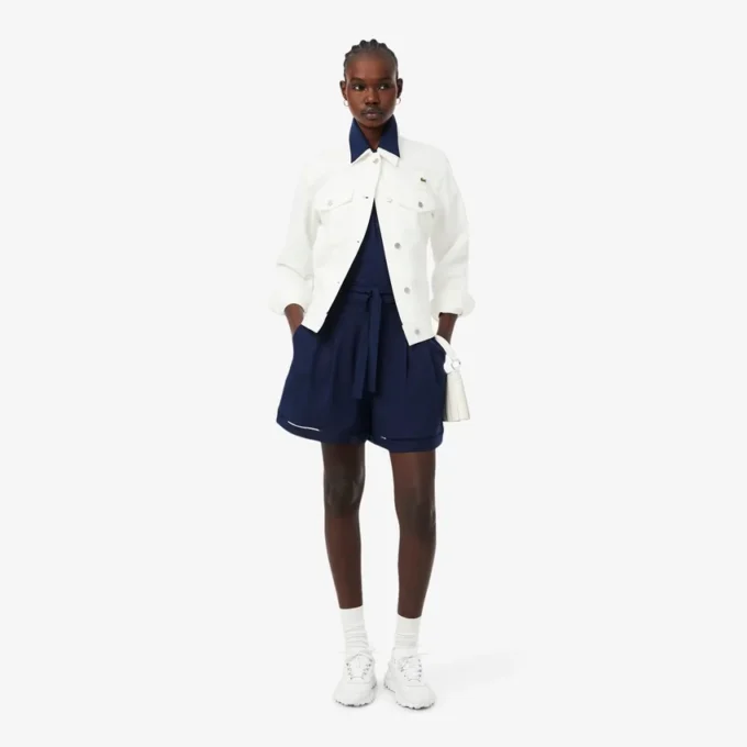 Oversized, løstsittende bermuda-shorts i linblanding