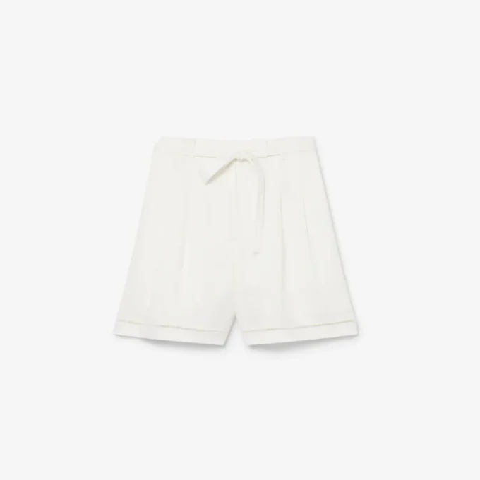 Oversized, løstsittende bermuda-shorts i linblanding