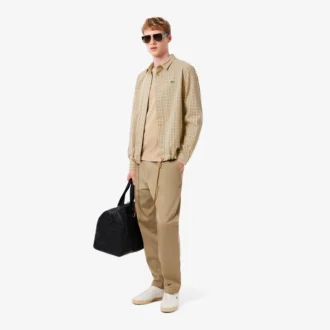 Oversized overskjorte i tykk bomullsrutete stoff for menn