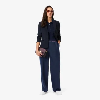 Oversized plisserte bukser i ullblanding for kvinner