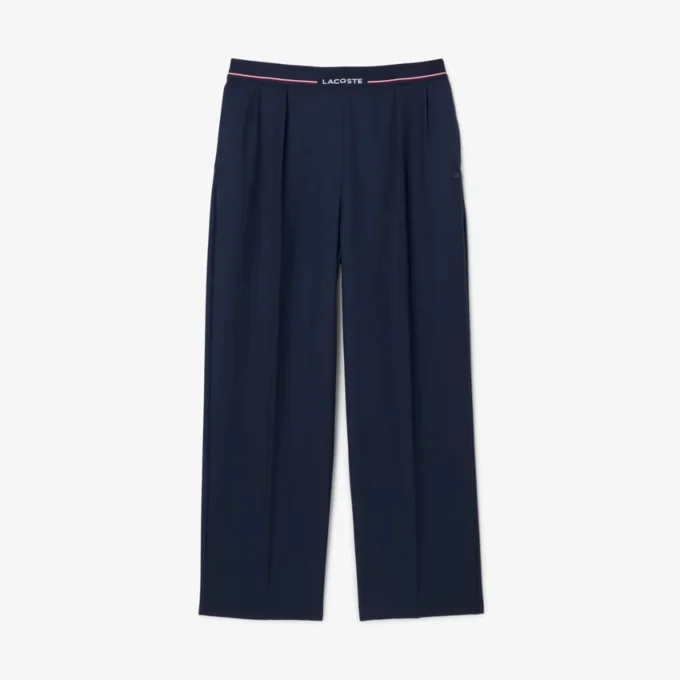 Oversized plisserte bukser i ullblanding for kvinner
