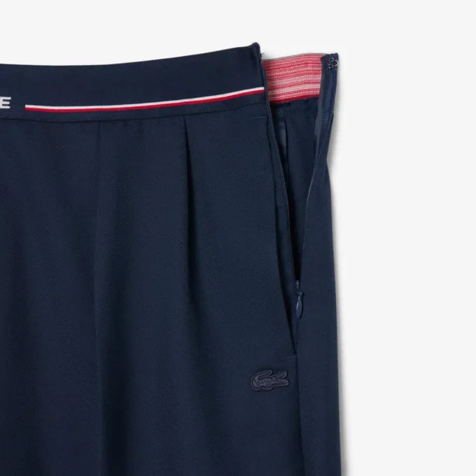 Oversized plisserte bukser i ullblanding for kvinner
