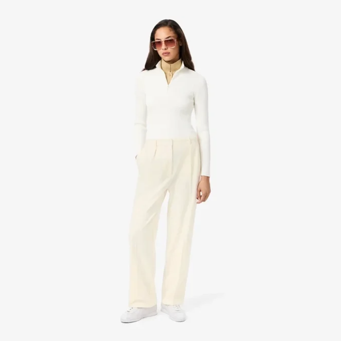 Oversized plisserte flanellbukser for kvinner
