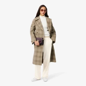 Oversized plisserte flanellbukser for kvinner