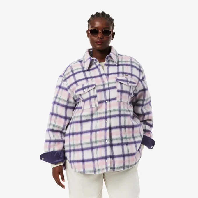 Oversized quiltet ullskjorte for kvinner