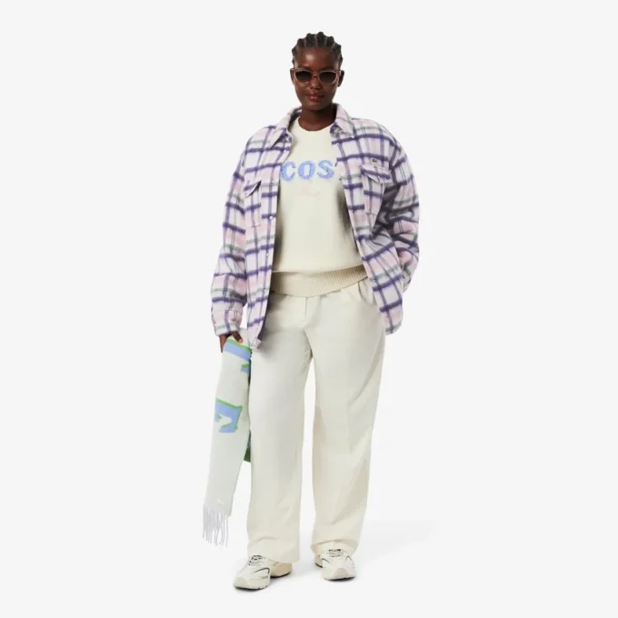 Oversized quiltet ullskjorte for kvinner