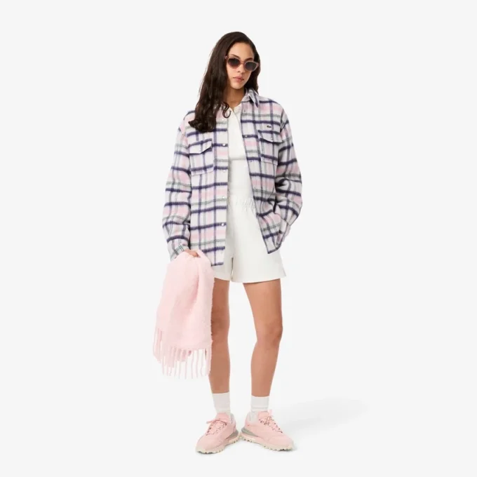 Oversized quiltet ullskjorte for kvinner