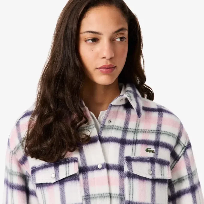 Oversized quiltet ullskjorte for kvinner