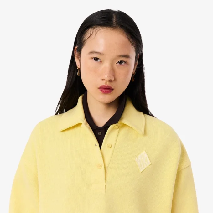Oversized ribbet polo-sweatshirt