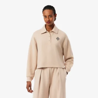 Oversized ribbet polosweatshirt