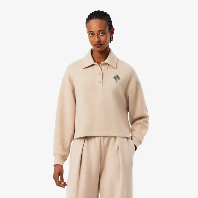 Oversized ribbet polosweatshirt