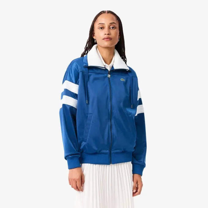 Oversized sateng-pointelle-stripe-sweatshirt for kvinner