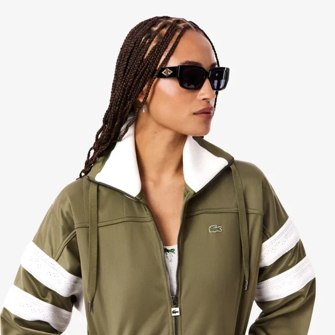 Oversized sateng-pointelle-stripe-sweatshirt for kvinner