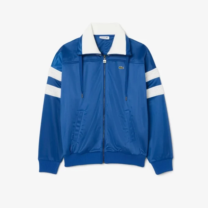 Oversized sateng-pointelle-stripe-sweatshirt for kvinner