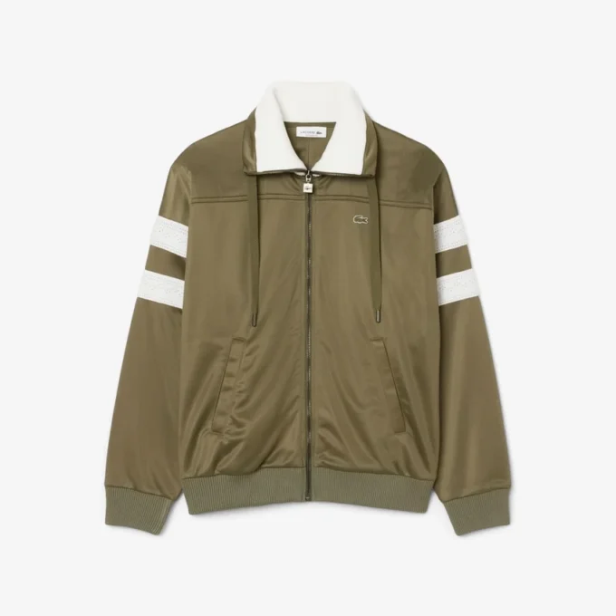 Oversized sateng-pointelle-stripe-sweatshirt for kvinner