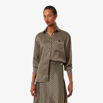 Oversized satengskjorte med trykk