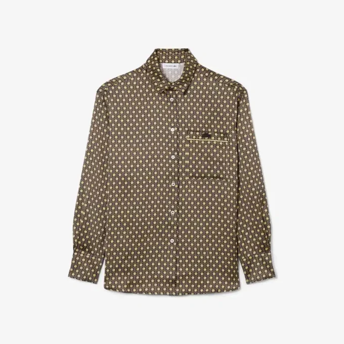 Oversized satengskjorte med trykk